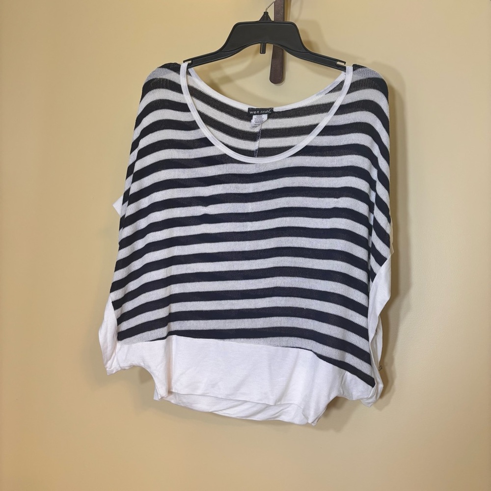 Wet Seal Navy and White Striped Top